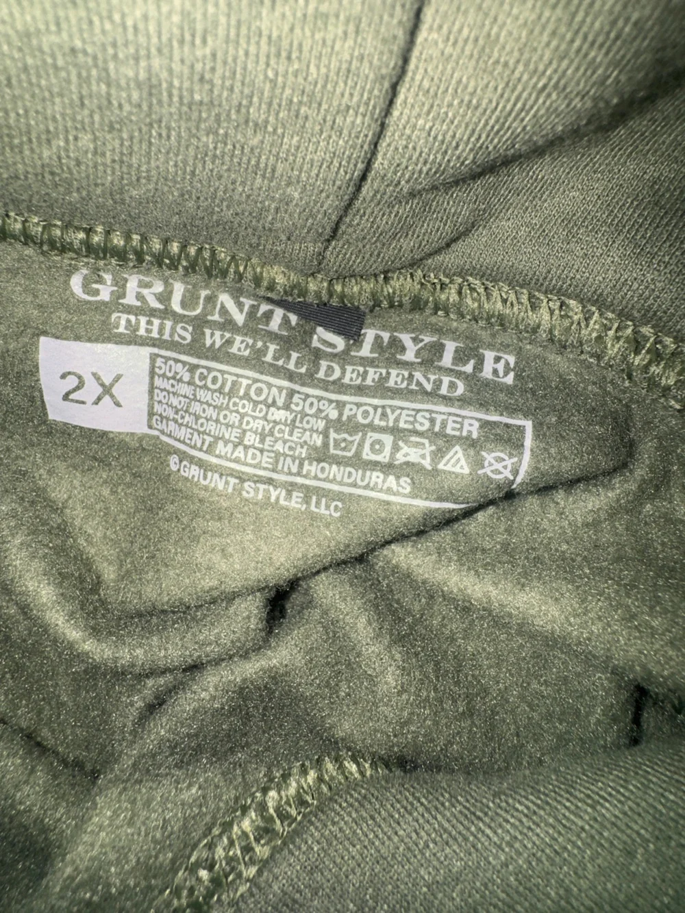 Grunt Style Patriot Hoodie - Military Green with Black Print (2XL)
